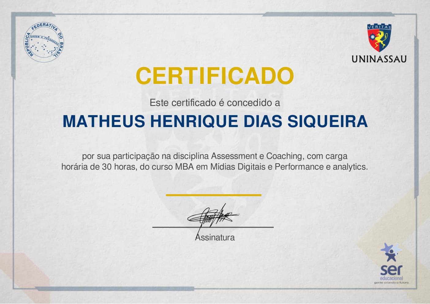 Assessment and Coaching - UNINASSAU